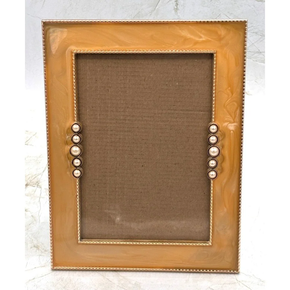 Enamel Embellished Metal Standing Picture Frame 4.5